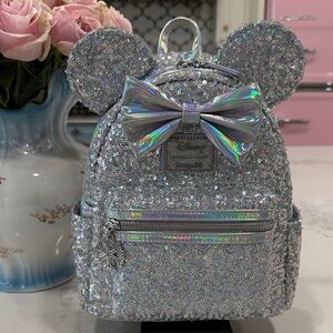Sparkle Bridal Mouse Sequin Mini Backpack - Silver